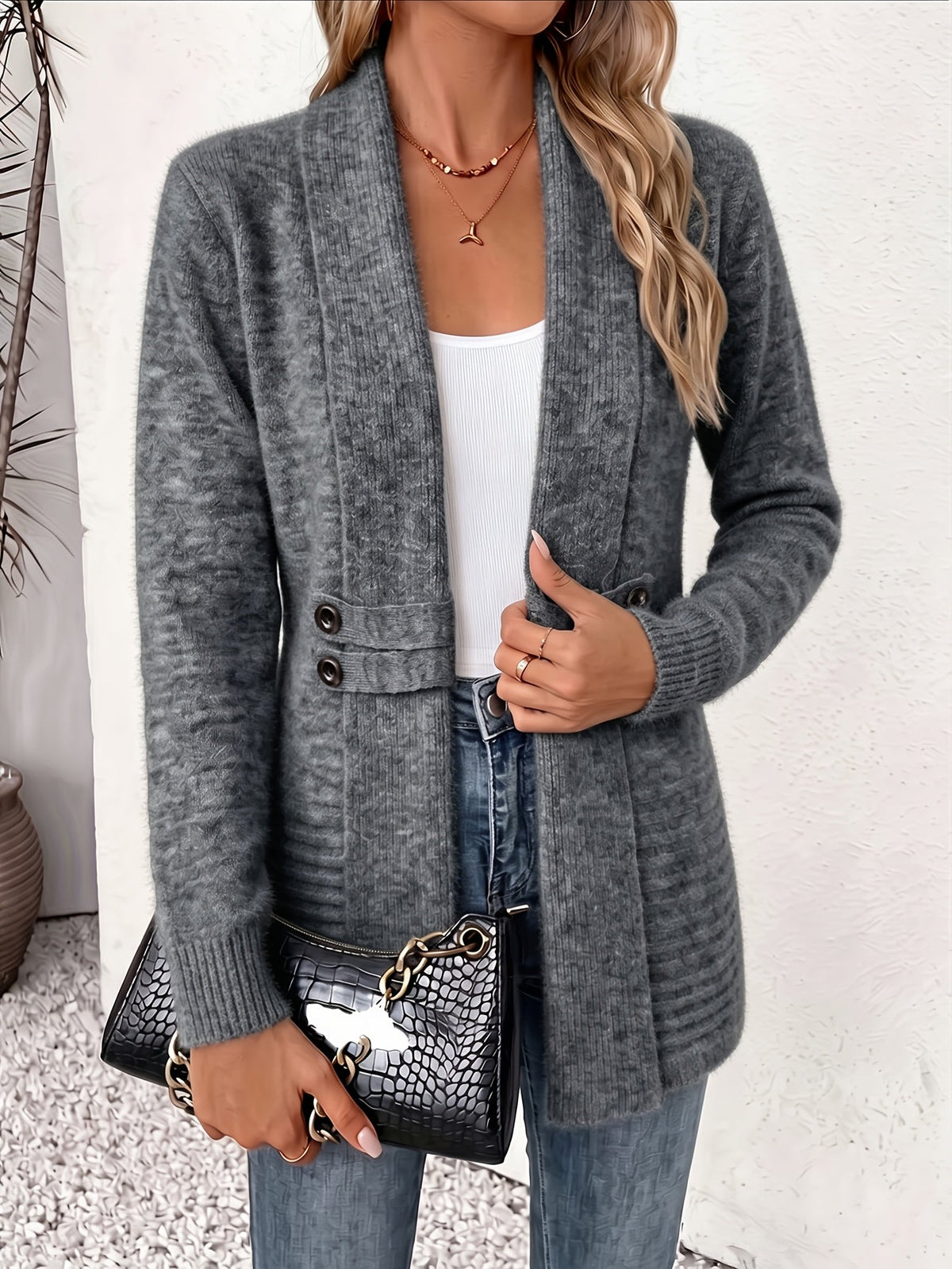 Xalviere | Elegant Women's Cardigan - Open Front & Fitted Waist