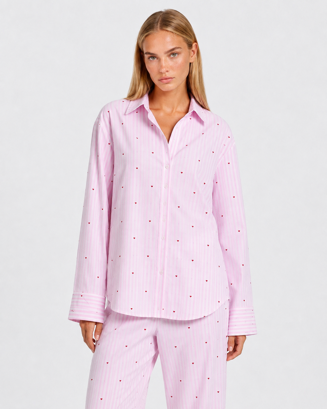 Sweetheart Striped Pajama Set