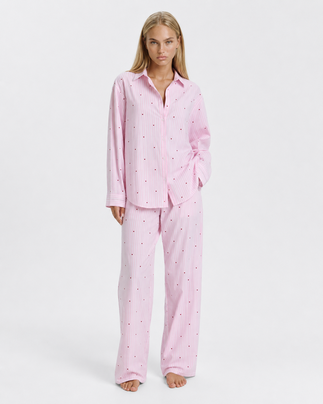 Sweetheart Striped Pajama Set