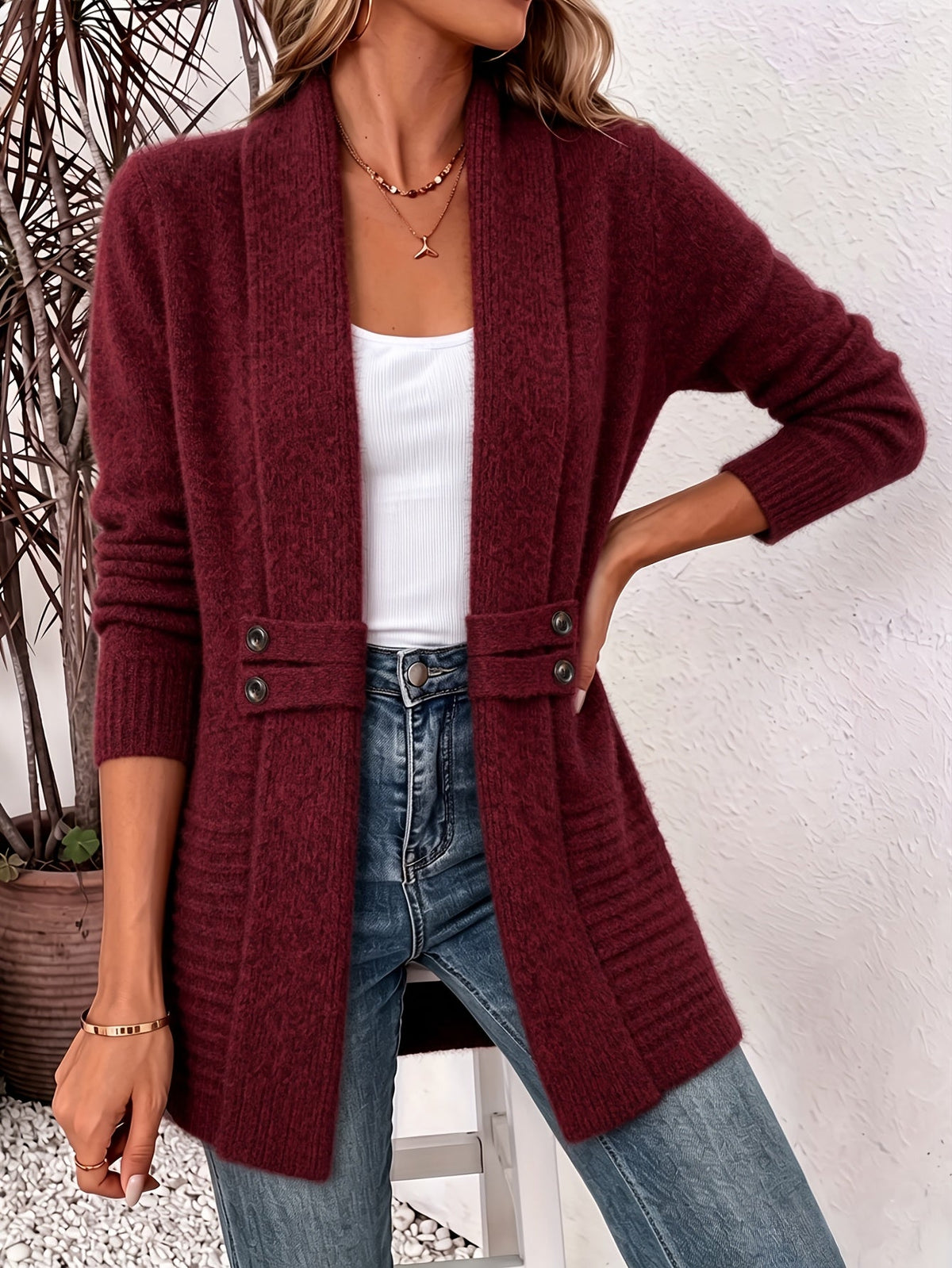 Xalviere | Elegant Women's Cardigan - Open Front & Fitted Waist