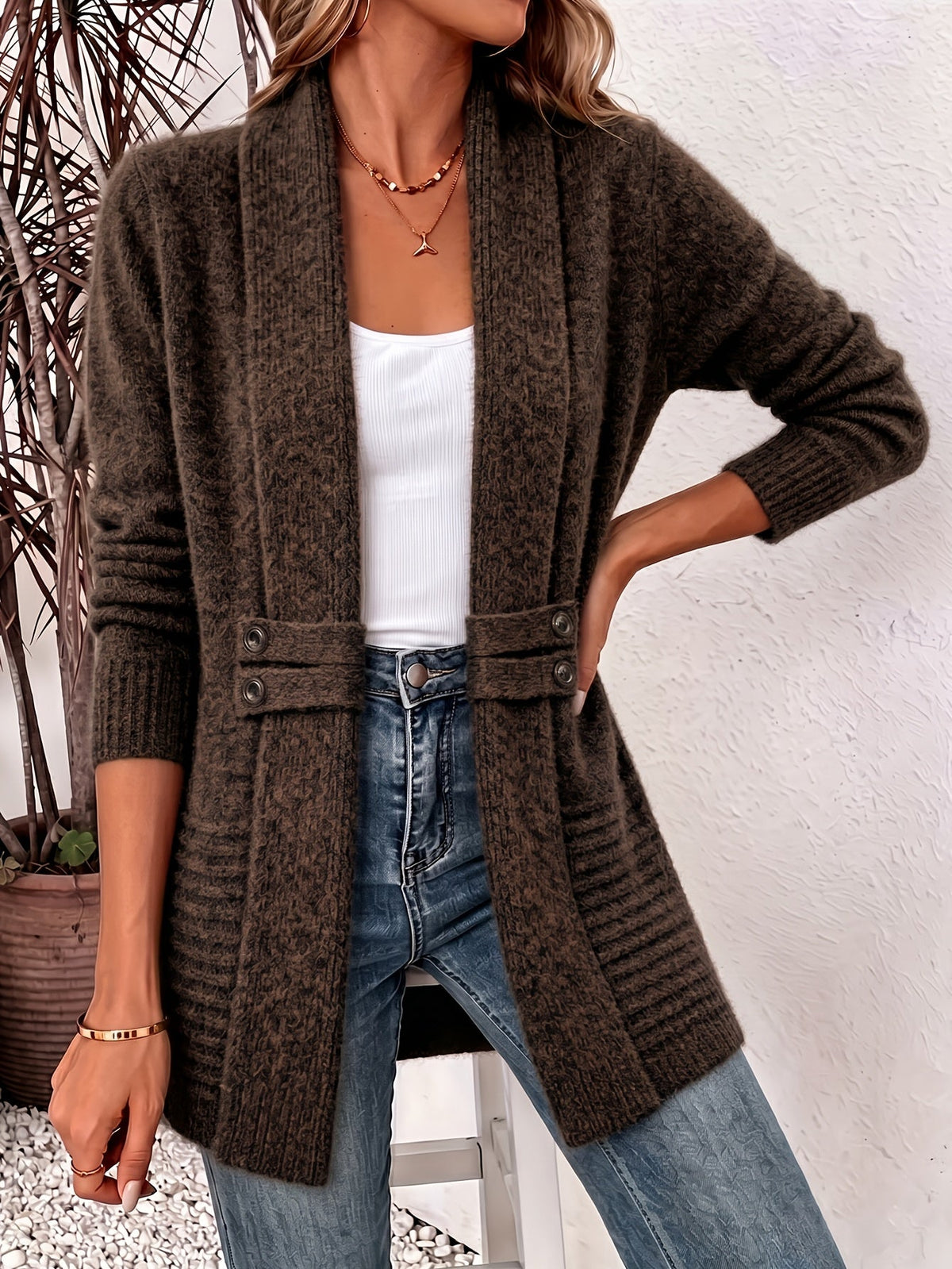 Xalviere | Elegant Women's Cardigan - Open Front & Fitted Waist