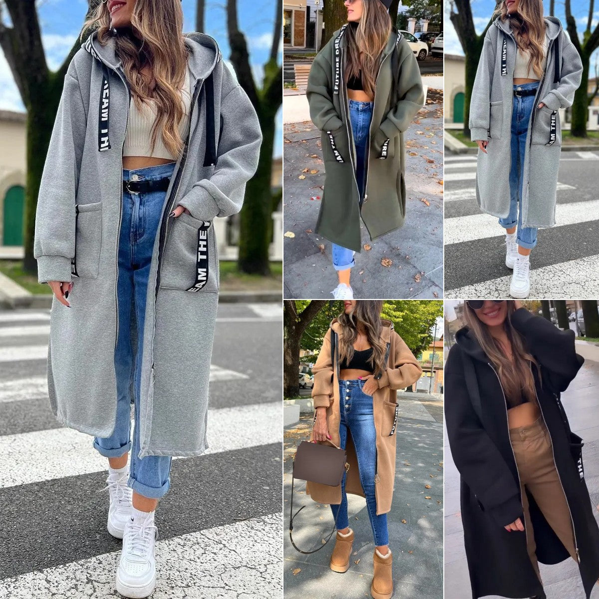 New Women's Long Hooded Padded Jacket in Solid Colors