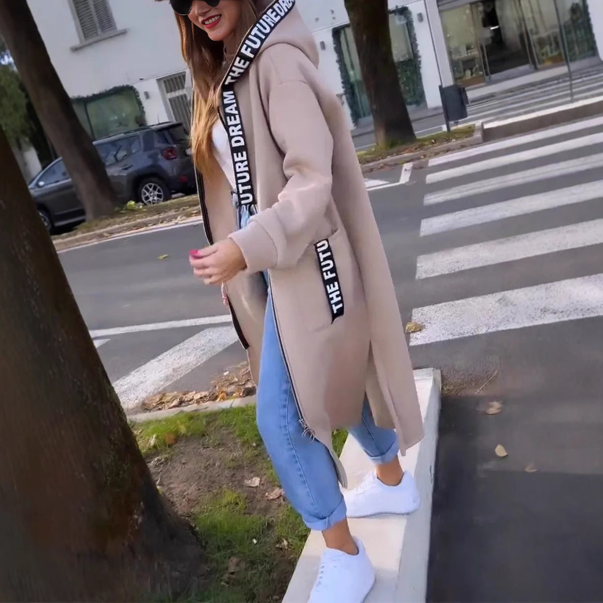 New Women's Long Hooded Padded Jacket in Solid Colors